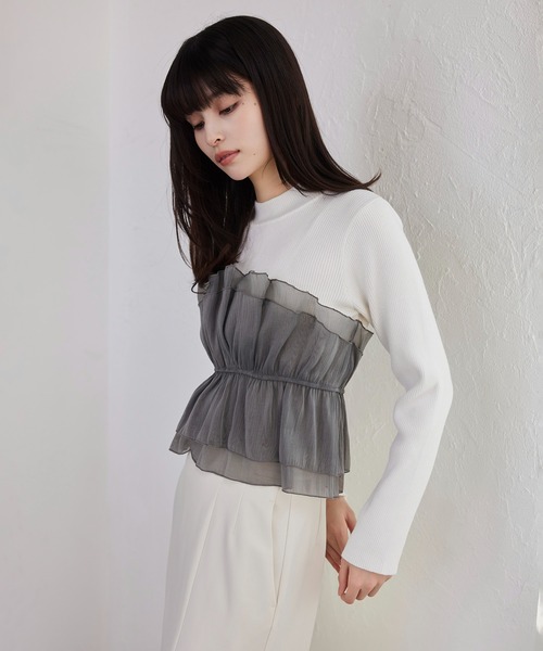 VIS(ビス)の「ビスチェドッキングニットプルオーバー/セットアップ対応(ニット/セーター・レディース・ホワイト系その他5/ベージュ系その他2/チャコールグレー/ブラック/ホワイト系その他6・FREE)」の12枚目の写真