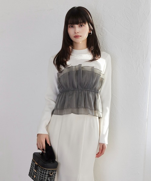 VIS(ビス)の「ビスチェドッキングニットプルオーバー/セットアップ対応(ニット/セーター・レディース・ホワイト系その他5/ベージュ系その他2/チャコールグレー/ブラック/ホワイト系その他6・FREE)」の13枚目の写真