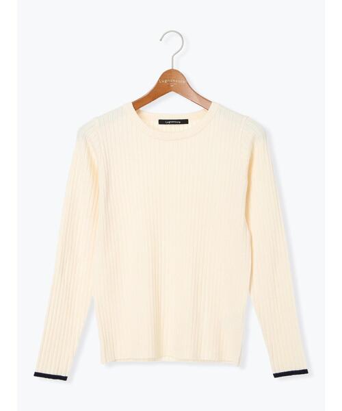 Lugnoncure（ルノンキュール）の「配色クルーネックリブニット（ニット/セーター・レディース・ブラック/オフホワイト/グレー・F）」の13枚目の写真