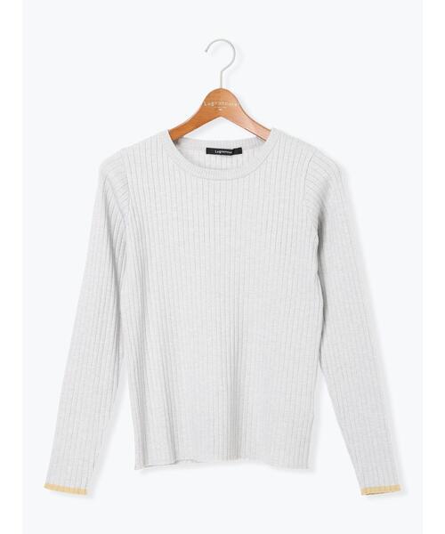 Lugnoncure（ルノンキュール）の「配色クルーネックリブニット（ニット/セーター・レディース・ブラック/オフホワイト/グレー・F）」の15枚目の写真