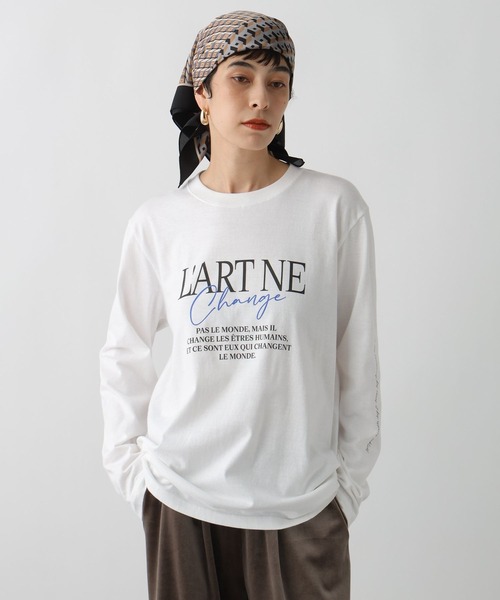 studio CLIP(スタディオクリップ)の「《ウタオ》長袖ロゴカットソー(Tシャツ/カットソー・レディース・ブラック/ホワイト・FREE)」の1枚目の写真
