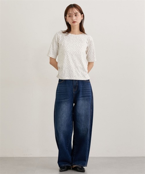 nissen(ニッセン)の「パターンメッシュ素材アンサンプル(長袖カーデ+半袖トップス)(Tシャツ/カットソー・レディース・グレー系/アイボリー系・M/L/LL)」の6枚目の写真