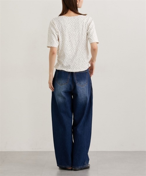 nissen(ニッセン)の「パターンメッシュ素材アンサンプル(長袖カーデ+半袖トップス)(Tシャツ/カットソー・レディース・グレー系/アイボリー系・M/L/LL)」の8枚目の写真