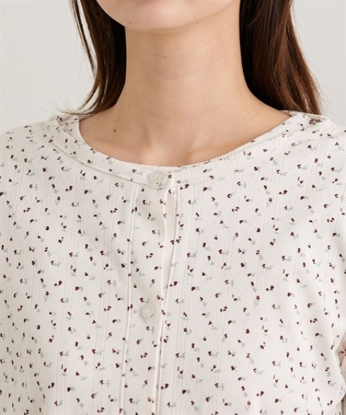 nissen(ニッセン)の「パターンメッシュ素材アンサンプル(長袖カーデ+半袖トップス)(Tシャツ/カットソー・レディース・グレー系/アイボリー系・M/L/LL)」の12枚目の写真