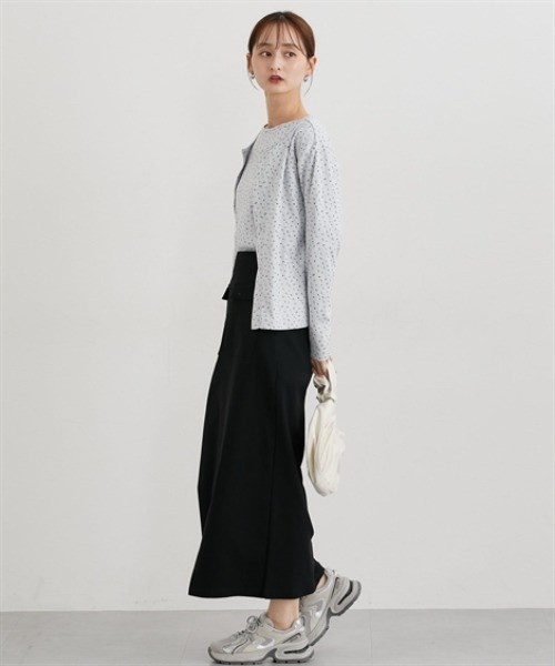 nissen(ニッセン)の「パターンメッシュ素材アンサンプル(長袖カーデ+半袖トップス)(Tシャツ/カットソー・レディース・グレー系/アイボリー系・M/L/LL)」の10枚目の写真