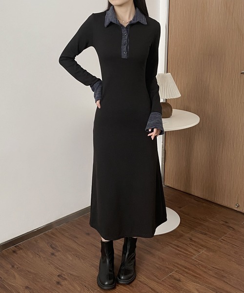 MAISON DE THERESE(メゾン ド テレーズ)の「ブラック ノーカラー フィット フリル ワンピース(ワンピース・レディース・ブラック・S/M/L)」の19枚目の写真