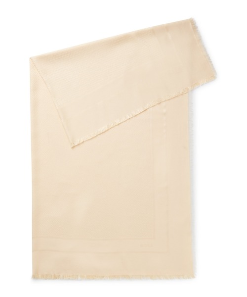 スクエアスカーフ シルク/ウール ロゴディテール