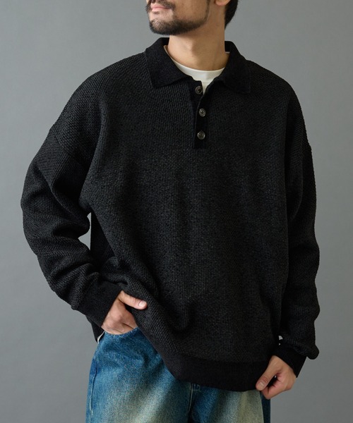COLONY 2139（コロニートゥーワンスリーナイン）の「モールニットポロ（ニット/セーター・メンズ・チャコールグレー/ブラック・LARGE/MEDIUM）」の2枚目の写真