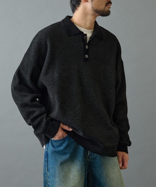 COLONY 2139（コロニートゥーワンスリーナイン）の「モールニットポロ（ニット/セーター・メンズ・チャコールグレー/ブラック・LARGE/MEDIUM）」の3枚目の写真