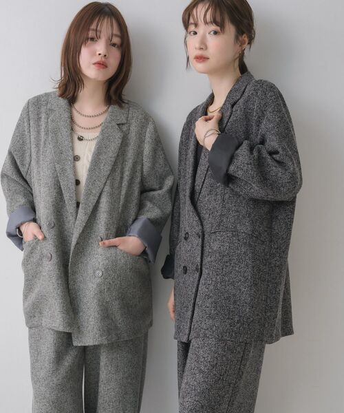 RETRO GIRL（レトロガール）の「【WEB限定】ツイードダブルブレストテーラー（テーラードジャケット・レディース・ブラウン/チャコールグレー/ブラック・FREE）」の4枚目の写真