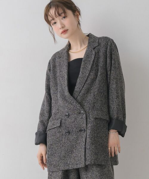 RETRO GIRL（レトロガール）の「【WEB限定】ツイードダブルブレストテーラー（テーラードジャケット・レディース・ブラウン/チャコールグレー/ブラック・FREE）」の6枚目の写真