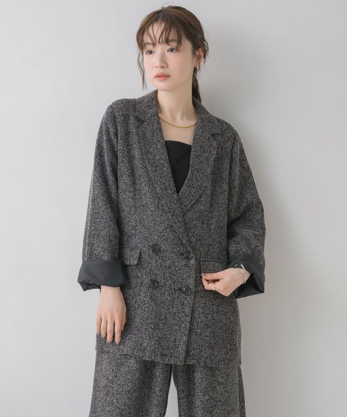 RETRO GIRL（レトロガール）の「【WEB限定】ツイードダブルブレストテーラー（テーラードジャケット・レディース・ブラウン/チャコールグレー/ブラック・FREE）」の7枚目の写真