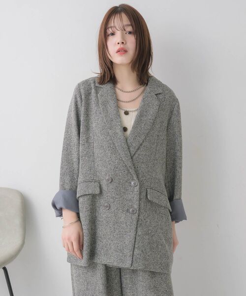 RETRO GIRL（レトロガール）の「【WEB限定】ツイードダブルブレストテーラー（テーラードジャケット・レディース・ブラウン/チャコールグレー/ブラック・FREE）」の13枚目の写真