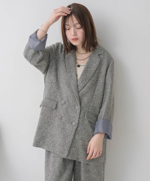 RETRO GIRL（レトロガール）の「【WEB限定】ツイードダブルブレストテーラー（テーラードジャケット・レディース・ブラウン/チャコールグレー/ブラック・FREE）」の14枚目の写真