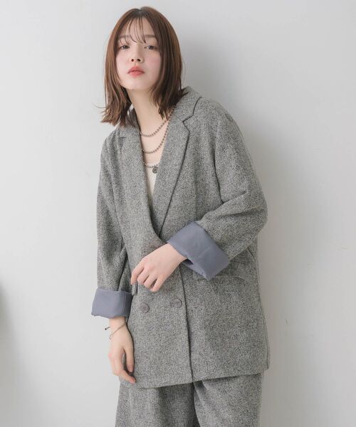 RETRO GIRL（レトロガール）の「【WEB限定】ツイードダブルブレストテーラー（テーラードジャケット・レディース・ブラウン/チャコールグレー/ブラック・FREE）」の15枚目の写真