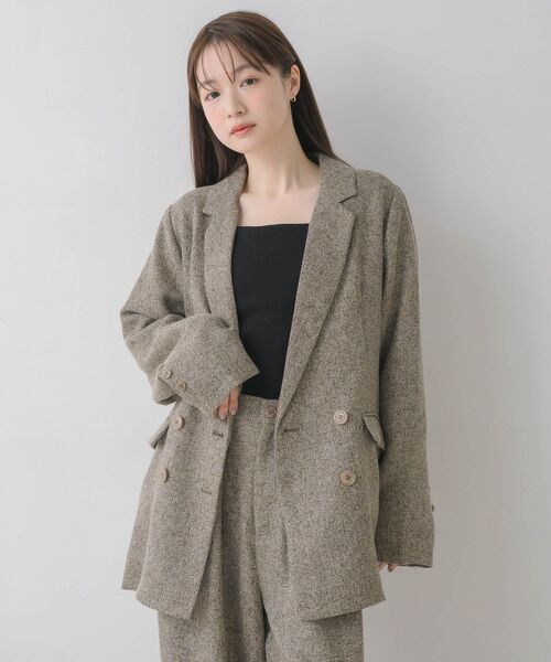 RETRO GIRL（レトロガール）の「【WEB限定】ツイードダブルブレストテーラー（テーラードジャケット・レディース・ブラウン/チャコールグレー/ブラック・FREE）」の16枚目の写真