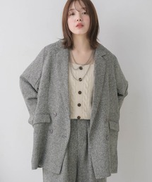 テーラードジャケット（グレー/灰色系・ツイード）ファッション通販