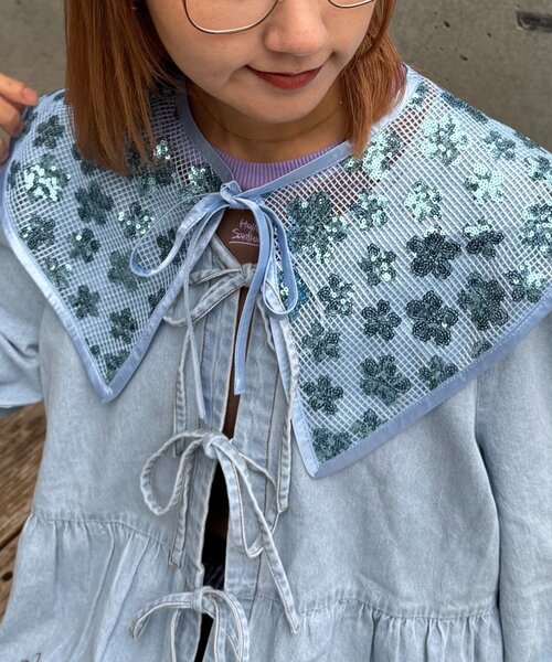 HELLO.SANFRANCISCO(ハローサンフランシスコ)の「■【HELLO.SANFRANCISCO/ハローサンフランシスコ】スパンコール付け衿(付け襟・レディース・サックスブルー/パープル/グリーン・ONE SIZE)」の18枚目の写真