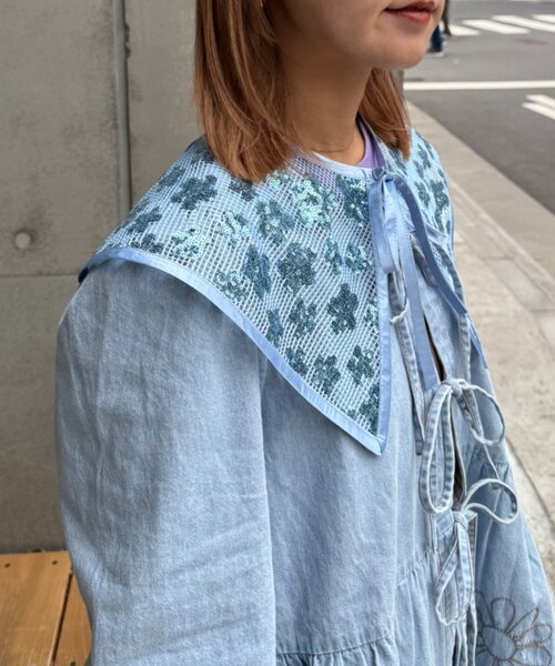 HELLO.SANFRANCISCO(ハローサンフランシスコ)の「■【HELLO.SANFRANCISCO/ハローサンフランシスコ】スパンコール付け衿(付け襟・レディース・サックスブルー/パープル/グリーン・ONE SIZE)」の20枚目の写真