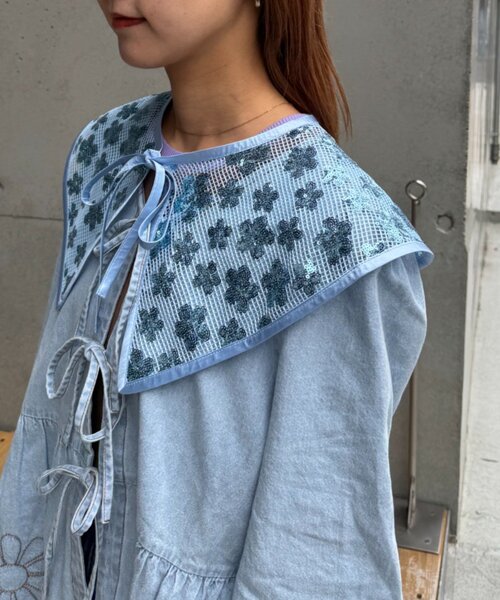 HELLO.SANFRANCISCO(ハローサンフランシスコ)の「■【HELLO.SANFRANCISCO/ハローサンフランシスコ】スパンコール付け衿(付け襟・レディース・サックスブルー/パープル/グリーン・ONE SIZE)」の21枚目の写真