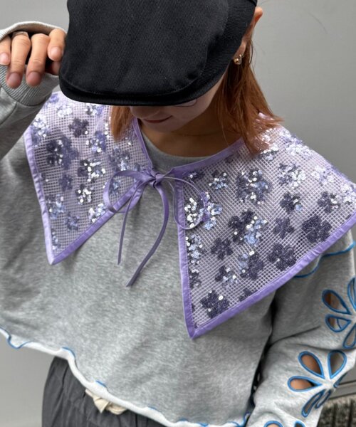 HELLO.SANFRANCISCO(ハローサンフランシスコ)の「■【HELLO.SANFRANCISCO/ハローサンフランシスコ】スパンコール付け衿(付け襟・レディース・サックスブルー/パープル/グリーン・ONE SIZE)」の11枚目の写真