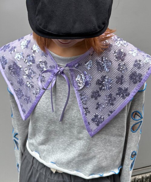 HELLO.SANFRANCISCO(ハローサンフランシスコ)の「■【HELLO.SANFRANCISCO/ハローサンフランシスコ】スパンコール付け衿(付け襟・レディース・サックスブルー/パープル/グリーン・ONE SIZE)」の12枚目の写真