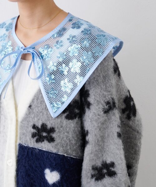 HELLO.SANFRANCISCO(ハローサンフランシスコ)の「■【HELLO.SANFRANCISCO/ハローサンフランシスコ】スパンコール付け衿(付け襟・レディース・サックスブルー/パープル/グリーン・ONE SIZE)」の7枚目の写真