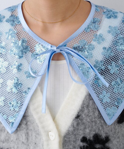 HELLO.SANFRANCISCO(ハローサンフランシスコ)の「■【HELLO.SANFRANCISCO/ハローサンフランシスコ】スパンコール付け衿(付け襟・レディース・サックスブルー/パープル/グリーン・ONE SIZE)」の9枚目の写真