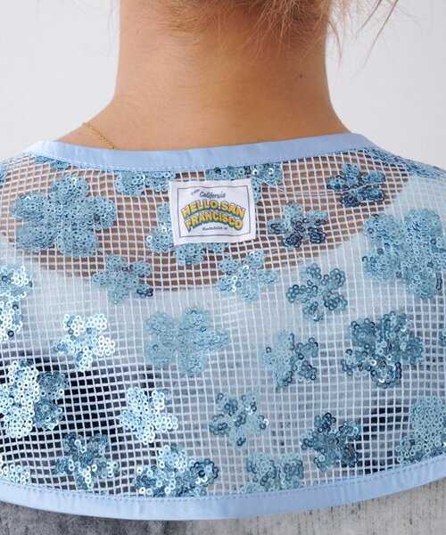 HELLO.SANFRANCISCO(ハローサンフランシスコ)の「■【HELLO.SANFRANCISCO/ハローサンフランシスコ】スパンコール付け衿(付け襟・レディース・サックスブルー/パープル/グリーン・ONE SIZE)」の4枚目の写真