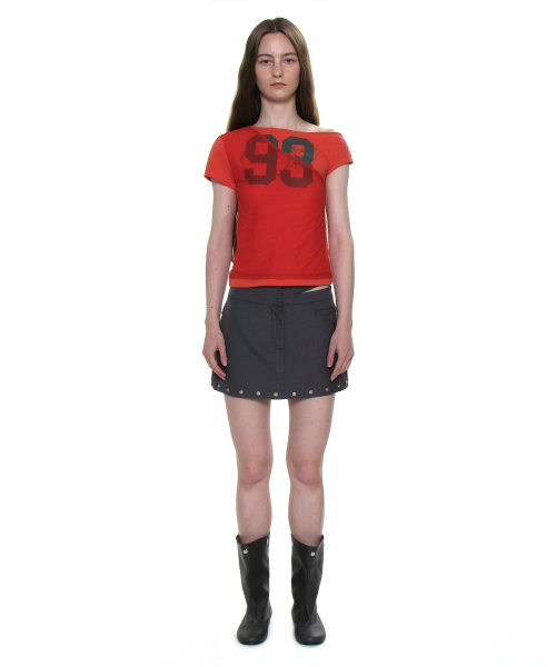 PARTIMENTO WOMEN(パルティメントウィメン)の「ナンバリングアンバランスドレイヤートップ_チリ(Tシャツ/カットソー・レディース・その他・SMALL/MEDIUM)」の2枚目の写真