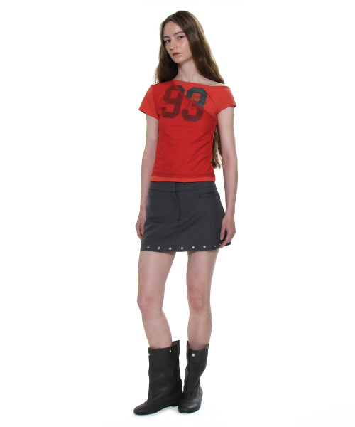 PARTIMENTO WOMEN(パルティメントウィメン)の「ナンバリングアンバランスドレイヤートップ_チリ(Tシャツ/カットソー・レディース・その他・SMALL/MEDIUM)」の6枚目の写真
