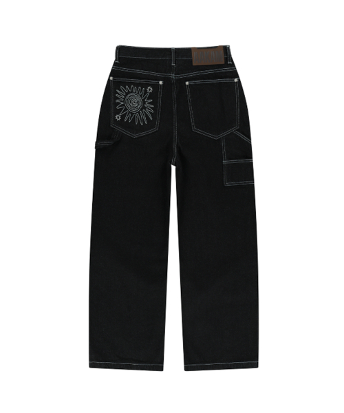 AAKAM(アーカム)の「Needlework Carpenter Denim Pants (Black)(デニムパンツ・レディース・ブラック・1/2)」の2枚目の写真