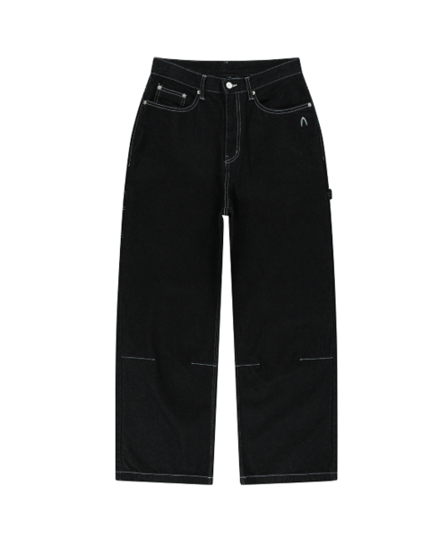 AAKAM(アーカム)の「Needlework Carpenter Denim Pants (Black)(デニムパンツ・レディース・ブラック・1/2)」の3枚目の写真