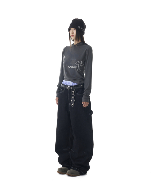 AAKAM(アーカム)の「Needlework Carpenter Denim Pants (Black)(デニムパンツ・レディース・ブラック・1/2)」の7枚目の写真