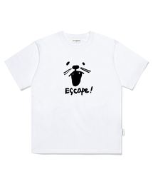シャウティングキャットプリントオーバーサイズ半袖Tシャツホワイト
