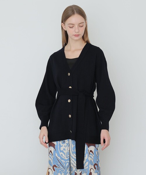 ANAYI（アナイ）の「メリノウールベルト付き カーディガン（カーディガン/ボレロ・レディース・ネイビー/オフホワイト/モカ・38/36）」の3枚目の写真
