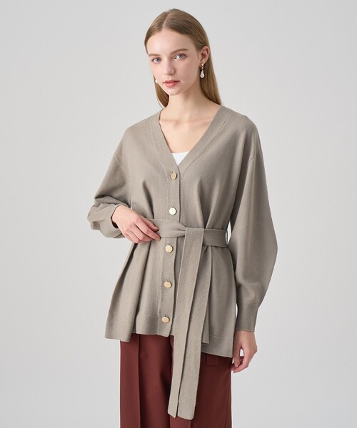 ANAYI（アナイ）の「メリノウールベルト付き カーディガン（カーディガン/ボレロ・レディース・ネイビー/オフホワイト/モカ・38/36）」の2枚目の写真