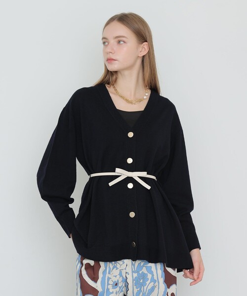 ANAYI（アナイ）の「メリノウールベルト付き カーディガン（カーディガン/ボレロ・レディース・ネイビー/オフホワイト/モカ・38/36）」の11枚目の写真