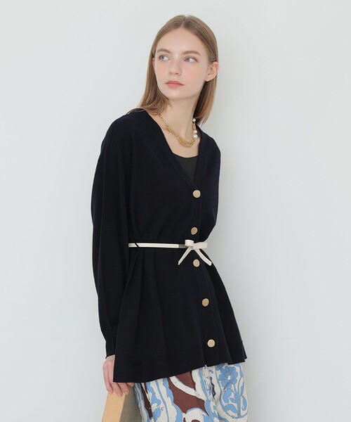 ANAYI（アナイ）の「メリノウールベルト付き カーディガン（カーディガン/ボレロ・レディース・ネイビー/オフホワイト/モカ・38/36）」の12枚目の写真