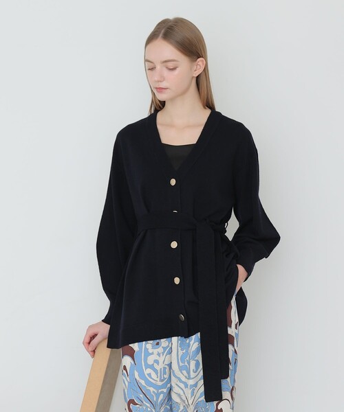 ANAYI（アナイ）の「メリノウールベルト付き カーディガン（カーディガン/ボレロ・レディース・ネイビー/オフホワイト/モカ・38/36）」の13枚目の写真