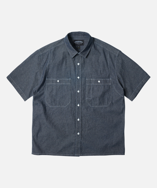 FRIZMWORKS(フリズムワークス)の「CHAMBRAY BIG POCKET HALF SHIRT _ INDIGO(シャツ/ブラウス・メンズ・その他・X-LARGE/LARGE/MEDIUM/SMALL)」の1枚目の写真
