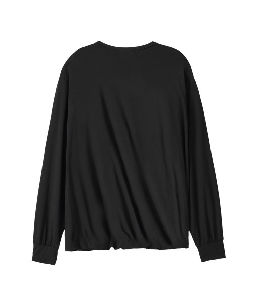 WOOALONG（ウアロン）の「Overlay Drape Long Sleeve Tee - BLACK（Tシャツ/カットソー・レディース・ブラック・SMALL/MEDIUM/LARGE）」の2枚目の写真