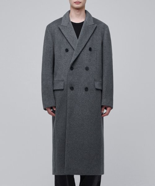 MUSINSA STANDARD（ムシンサスタンダード）の「カシミアブレンドパパショルダーダブルロングコート[ミディアムグレー]（チェスターコート・メンズ・その他・MEDIUM/LARGE/X-LARGE/XX-LARGE）」の5枚目の写真
