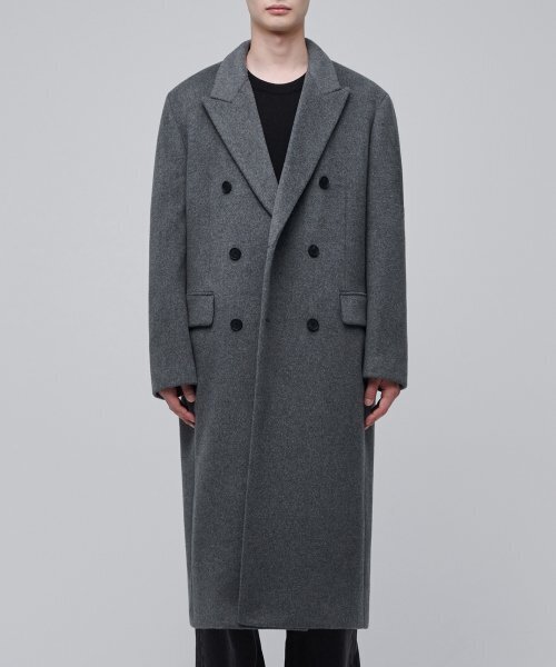 MUSINSA STANDARD（ムシンサスタンダード）の「カシミアブレンドパパショルダーダブルロングコート[ミディアムグレー]（チェスターコート・メンズ・その他・MEDIUM/LARGE/X-LARGE/XX-LARGE）」の6枚目の写真