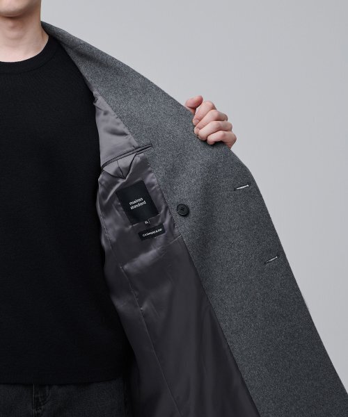 MUSINSA STANDARD（ムシンサスタンダード）の「カシミアブレンドパパショルダーダブルロングコート[ミディアムグレー]（チェスターコート・メンズ・その他・MEDIUM/LARGE/X-LARGE/XX-LARGE）」の2枚目の写真