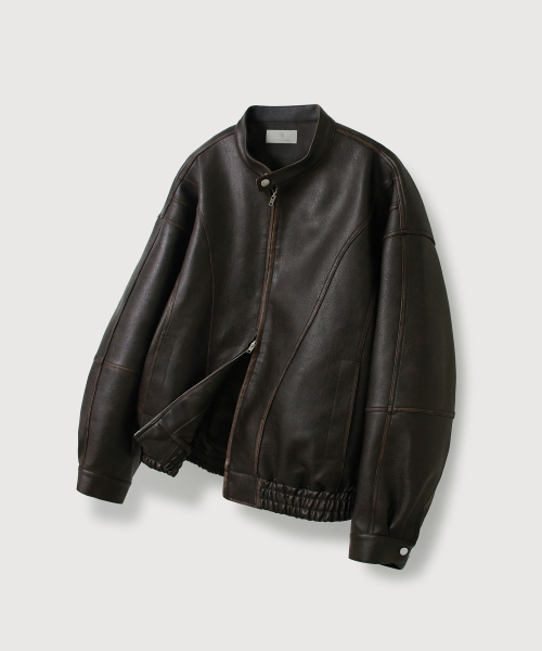 MOOD INSIDE(ムードインサイド)の「ウォッシュドステッチバイカーレザージャケット_Brown(ライダースジャケット・レディース・ブラウン・MEDIUM/LARGE/X-LARGE)」の1枚目の写真