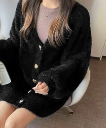 シャギーカーディガンゴールドボタン韓国風