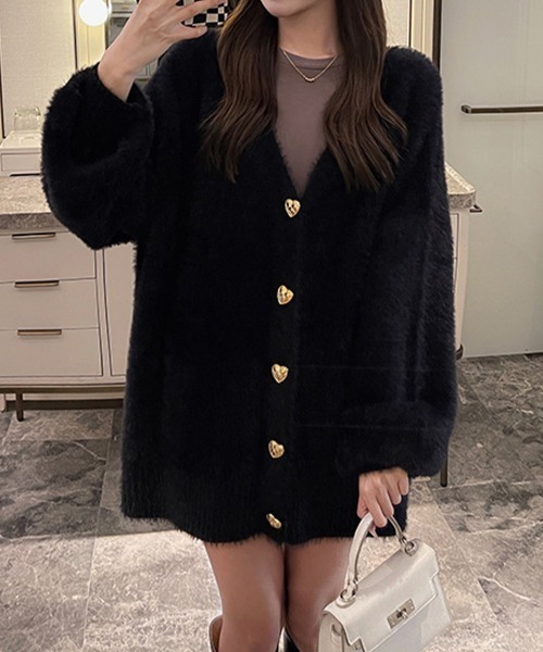 Miniministore(ミニミニストア)の「シャギーカーディガンゴールドボタン韓国風(カーディガン/ボレロ・レディース・ホワイト/ワインレッド/ブラック・FREE)」の5枚目の写真