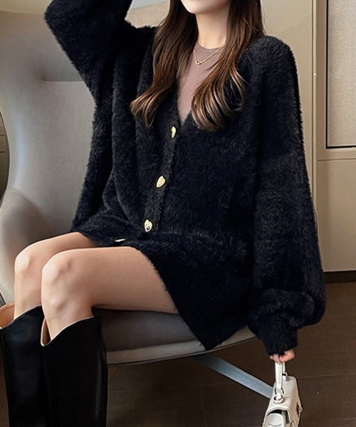 Miniministore(ミニミニストア)の「シャギーカーディガンゴールドボタン韓国風(カーディガン/ボレロ・レディース・ホワイト/ワインレッド/ブラック・FREE)」の8枚目の写真