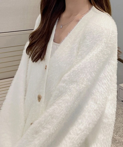 Miniministore(ミニミニストア)の「シャギーカーディガンゴールドボタン韓国風(カーディガン/ボレロ・レディース・ホワイト/ワインレッド/ブラック・FREE)」の11枚目の写真